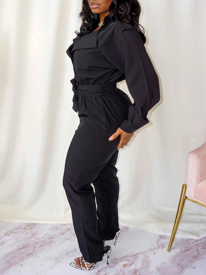 Button Bandage Design Jumpsuit Ac2018