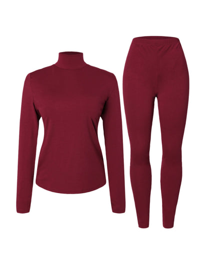 Basics Turtleneck Slit Skinny Pants Set Bo2129