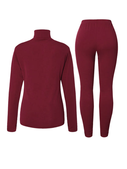 Basics Turtleneck Slit Skinny Pants Set Bo2129