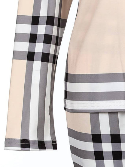 Plaid Print Pocket Design Pants Set Bo2124