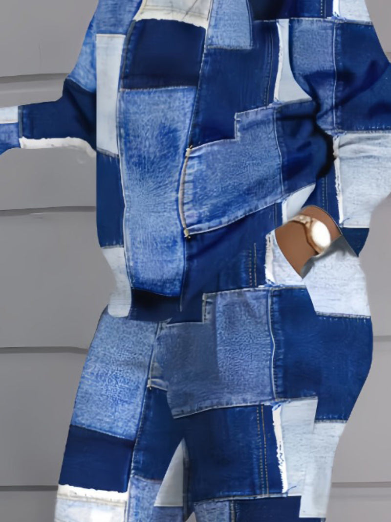 Plaid Print Pocket Design Pants Set Bo2124