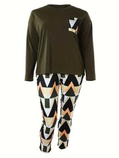 Plaid Print Pocket Design Pants Set Bo2124