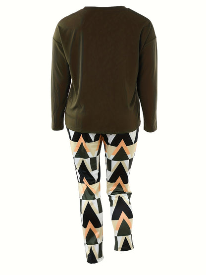 Plaid Print Pocket Design Pants Set Bo2124