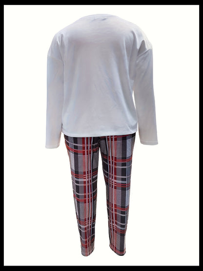 Plaid Print Pocket Design Pants Set Bo2124