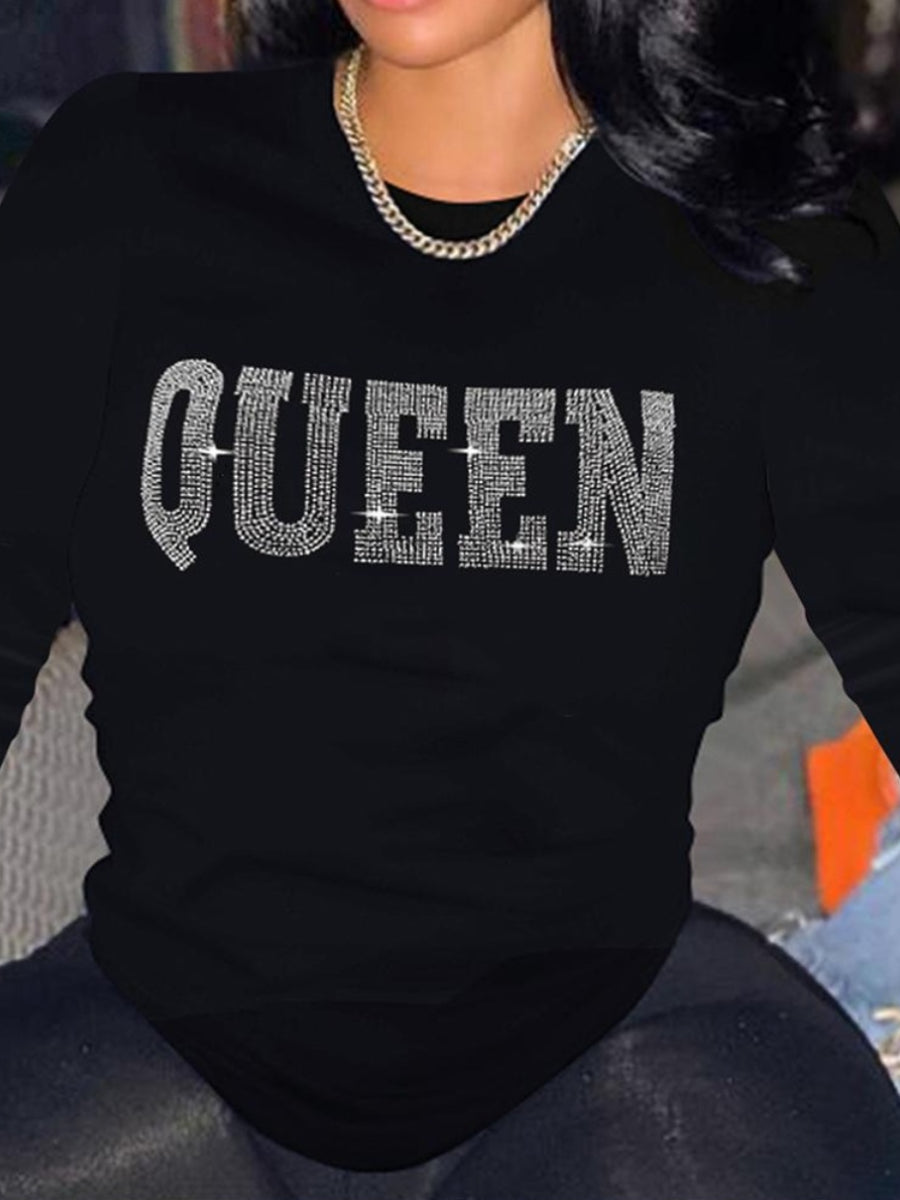 Queen Letter Decor T-shirt Bo304