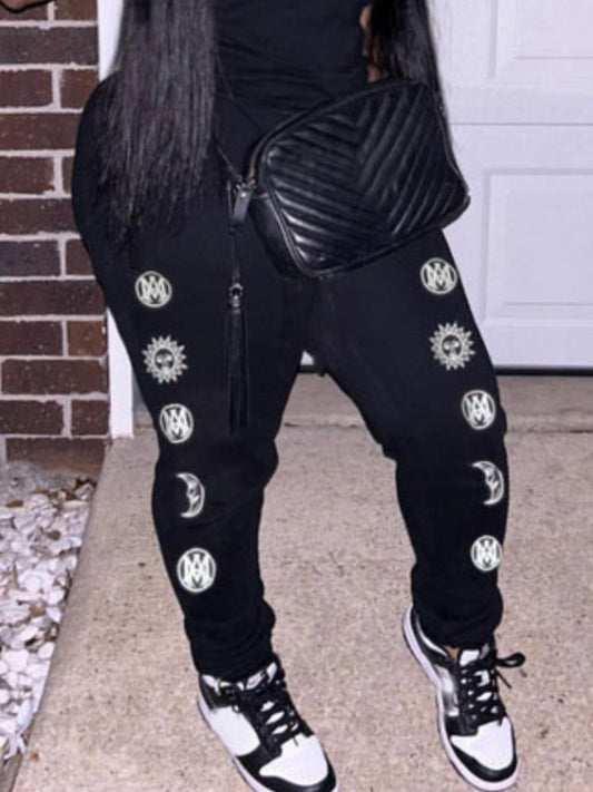 Mid Waist Print Drawstring Sweatpants Bo50114