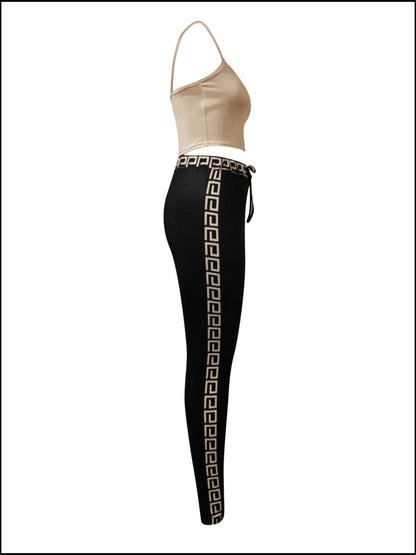 Cami Mixed Print Drawstring Three Piece Pants Set Bo50103