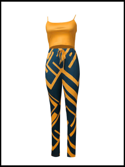 Cami Geometric Print Drawstring Three Piece Pants Set Bo5084