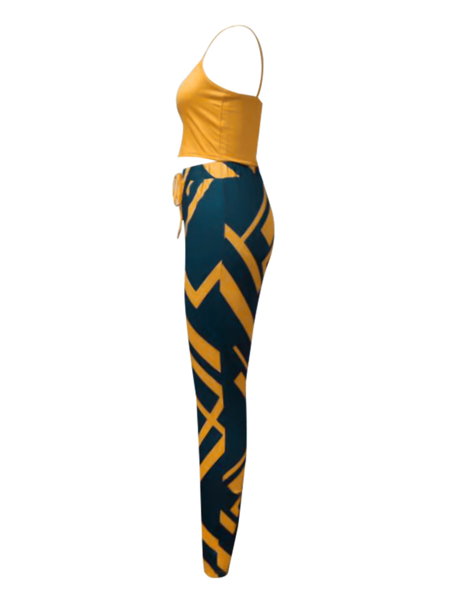 Cami Leopard Print Drawstring Three Piece Pants Set Bo3024