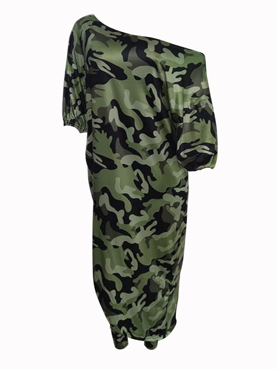 Camo Print Asymmetrical Loose Pants Set Bo5025