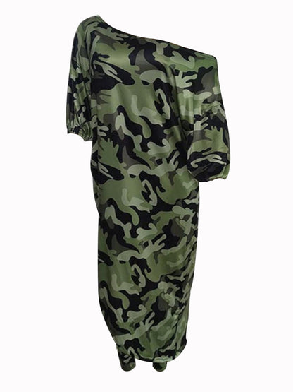 Camo Print Asymmetrical Loose Pants Set Bo5025