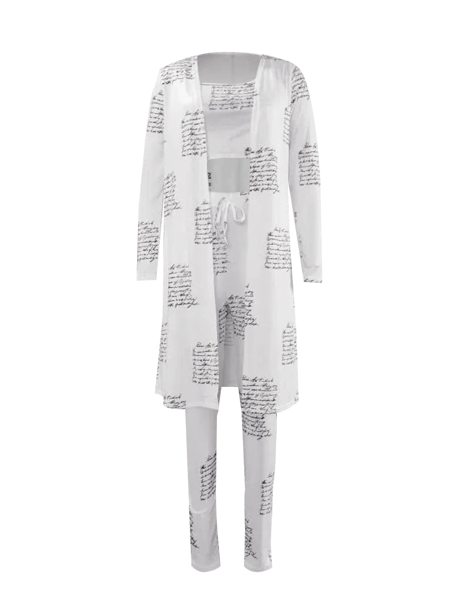 Cami Geometric Print Drawstring Three Piece Pants Set Bo5084