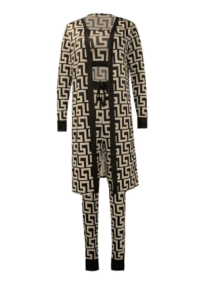 Cami Geometric Print Drawstring Three Piece Pants Set Bo5084