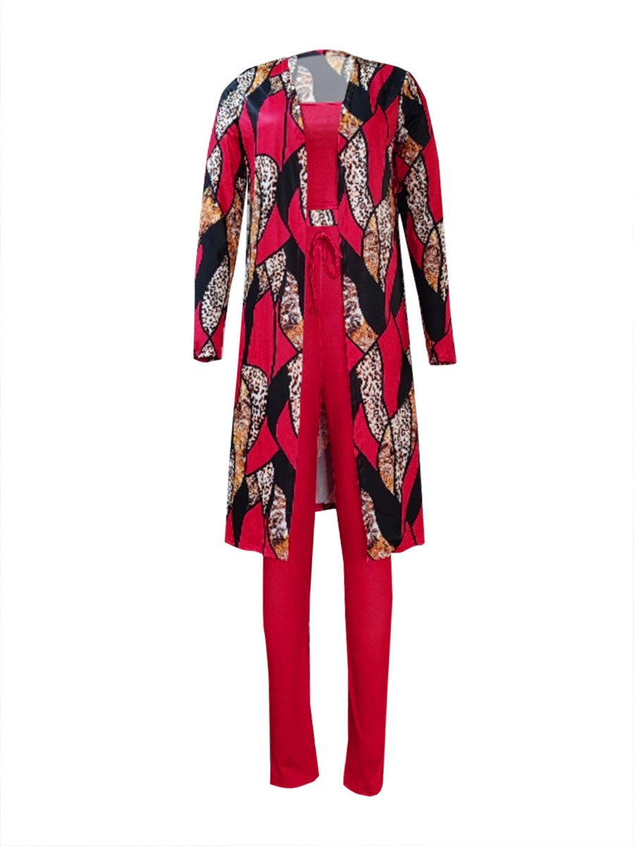 Cami Mixed Print Drawstring Three Piece Pants Set Bo50103