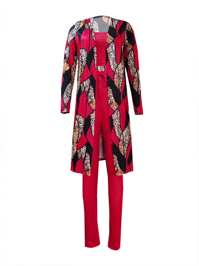 Cami Geometric Print Drawstring Three Piece Pants Set Bo5084