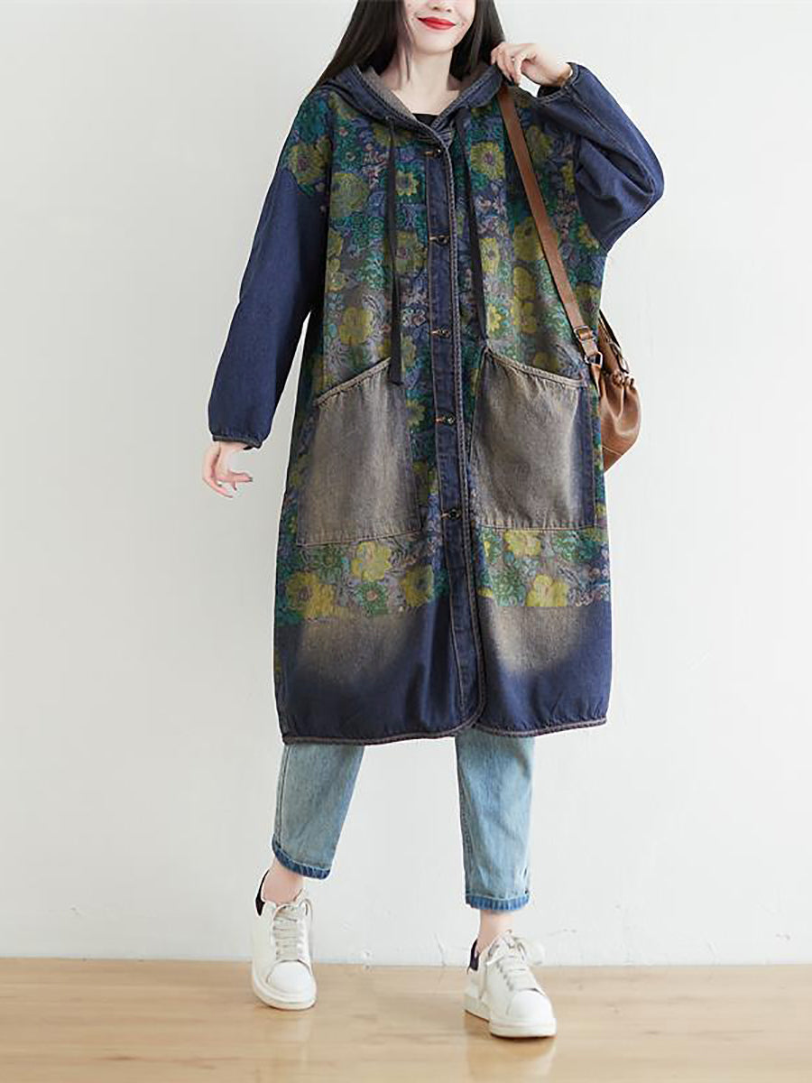 Sunflower Denim Hooded Coat Ai1022