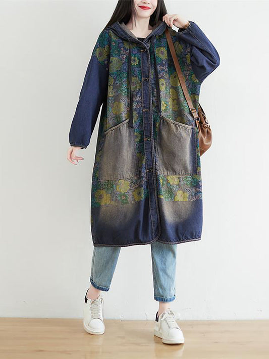Sunflower Denim Hooded Coat Ai1022