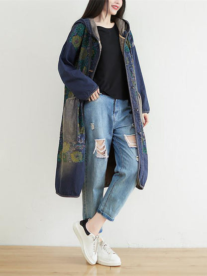 Sunflower Denim Hooded Coat Ai1022