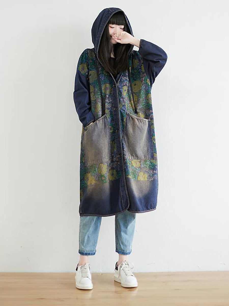 Sunflower Denim Hooded Coat Ai1022