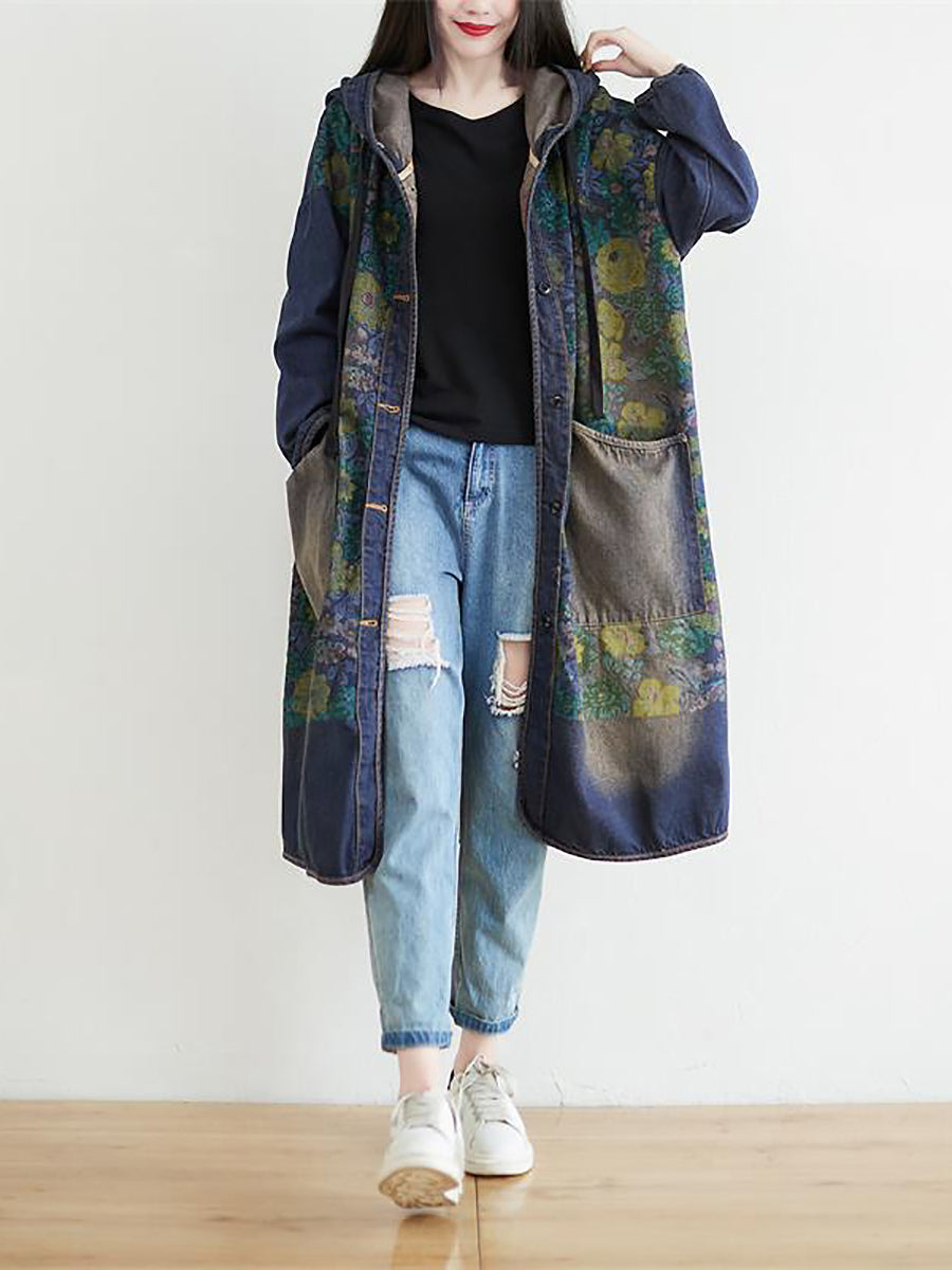 Sunflower Denim Hooded Coat Ai1022