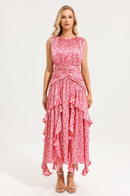 Round Neck Frill Maxi Dress
