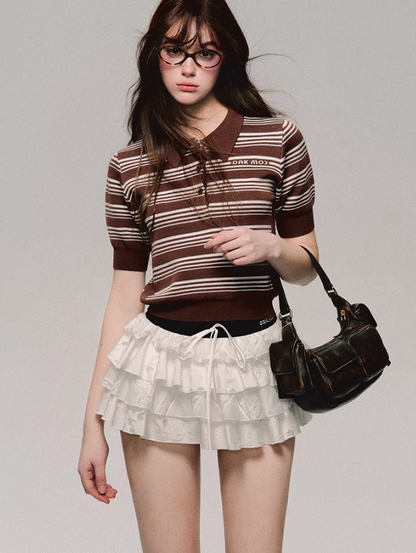 Lace Tiered Mini Skirt