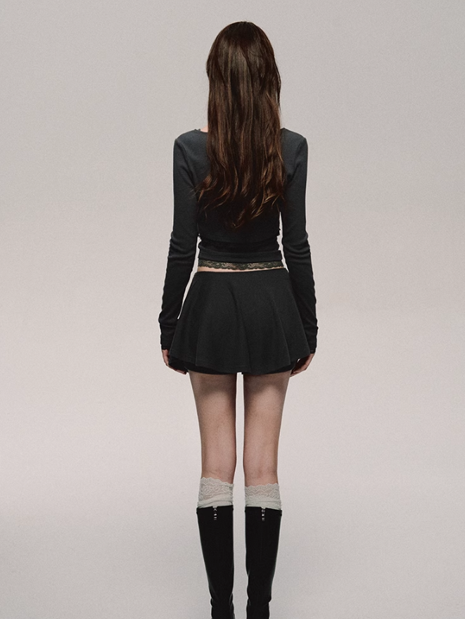 Lace Trim Biker Camisole/cardigan/short/culottes