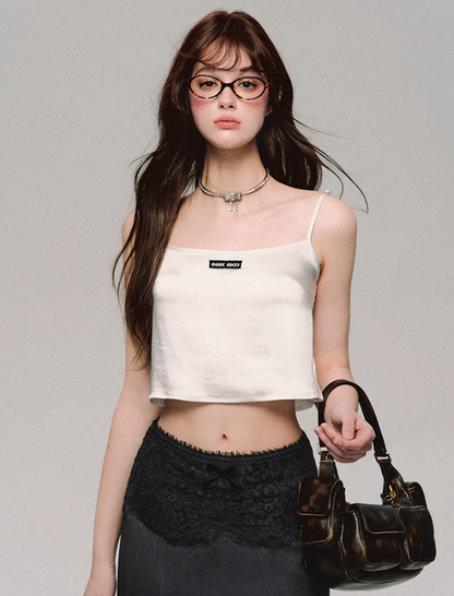 Lace Trim Satin Camisole/skirt