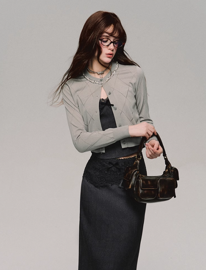 Lace Trim Satin Camisole/skirt