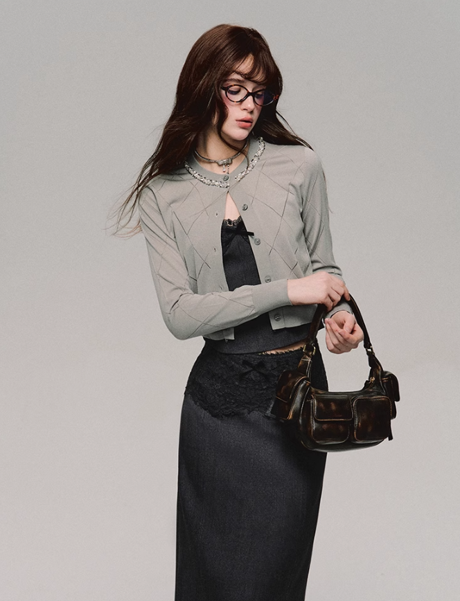 Lace Trim Satin Camisole/skirt