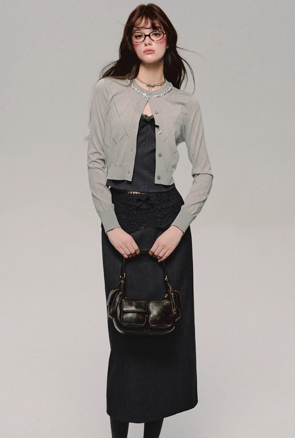 Lace Trim Satin Camisole/skirt