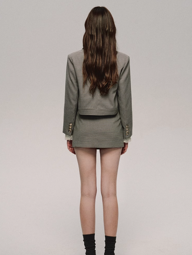 Retro Houndstooth Jacket/skirt