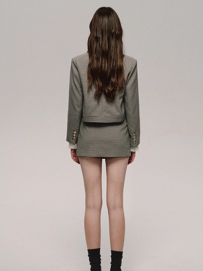 Retro Houndstooth Jacket/skirt