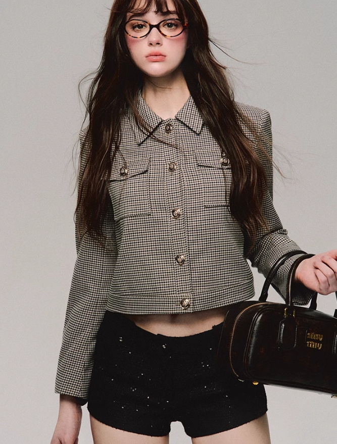 Retro Houndstooth Jacket/skirt
