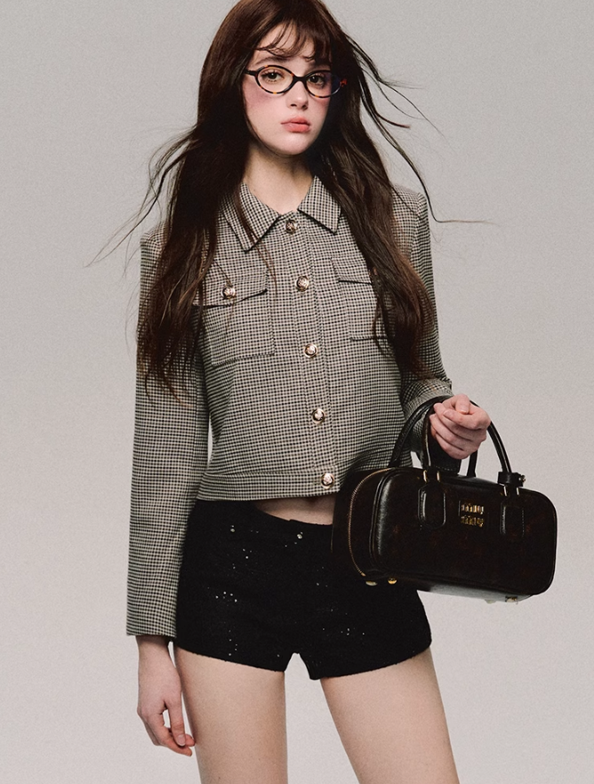 Retro Houndstooth Jacket/skirt