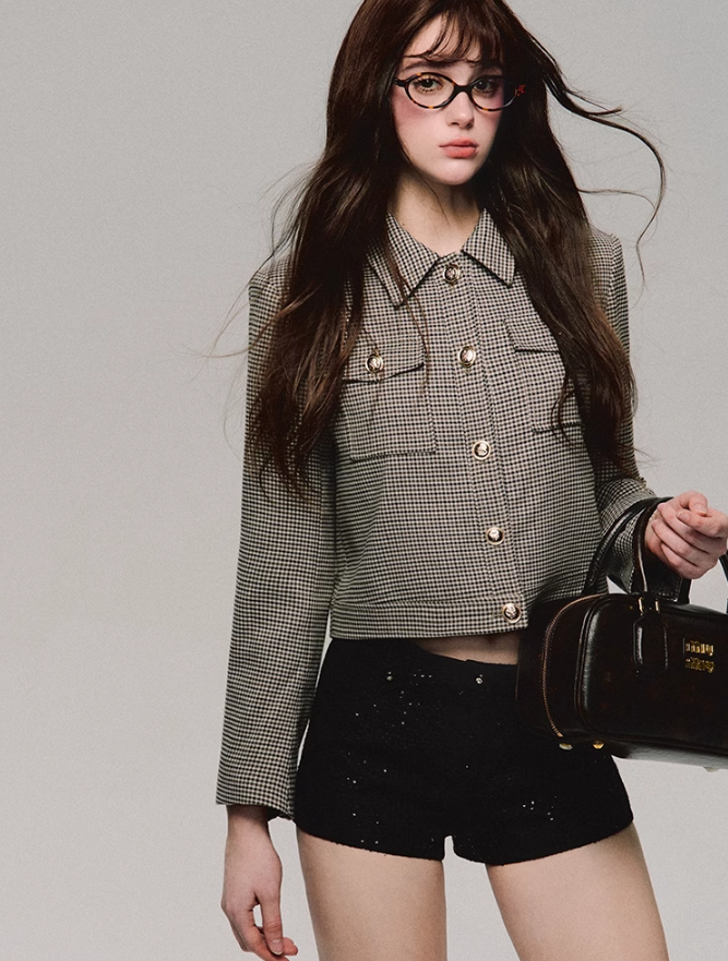 Retro Houndstooth Jacket/skirt
