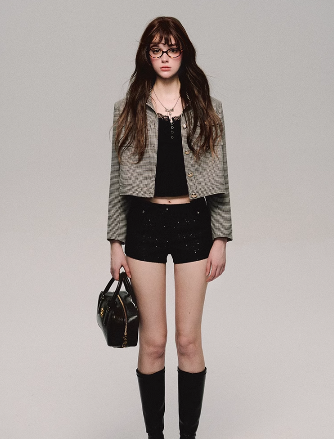Retro Houndstooth Jacket/skirt