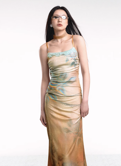 Dual-tone Knitted Dress and Shawl Set