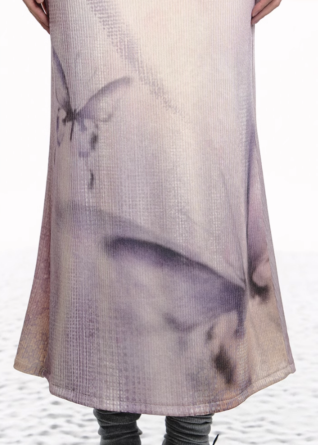Dual-tone Knitted Dress and Shawl Set