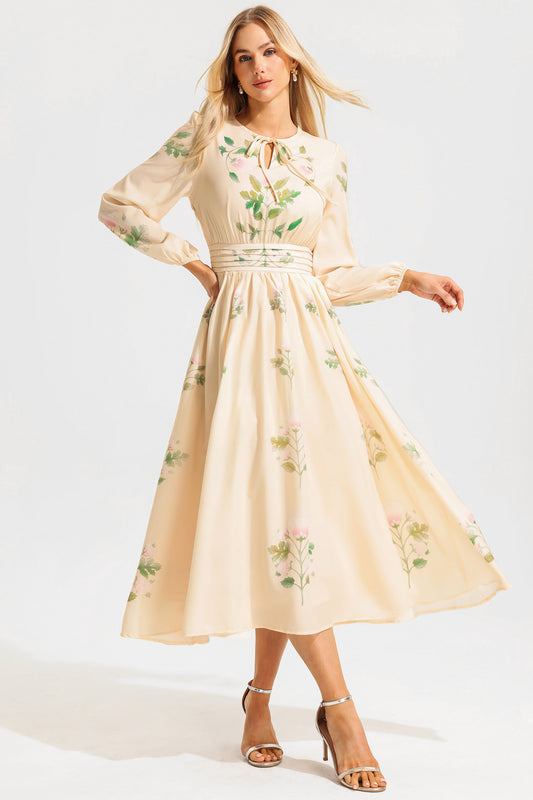 Round Neck Long Sleeve Maxi Dress