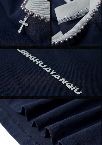 Beadwork Washed & Distressed Long Sleeve T-shirt