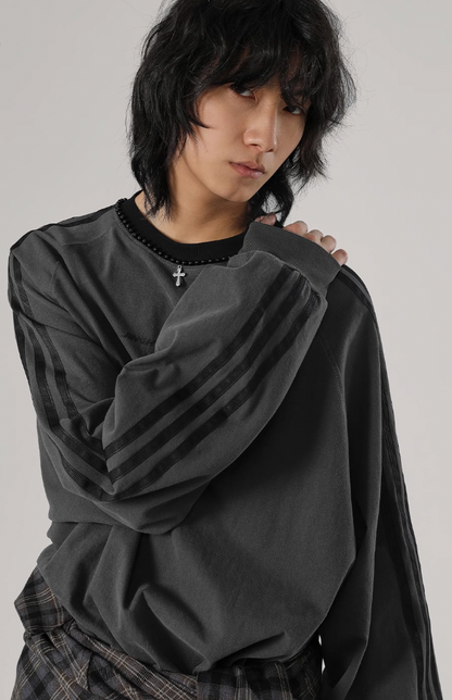 Beadwork Washed & Distressed Long Sleeve T-shirt