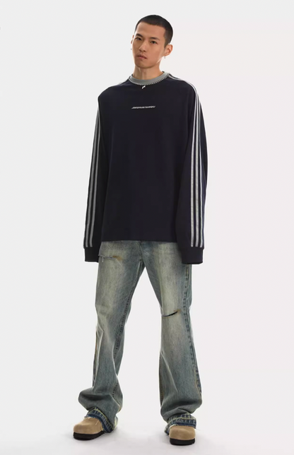 Beadwork Washed & Distressed Long Sleeve T-shirt