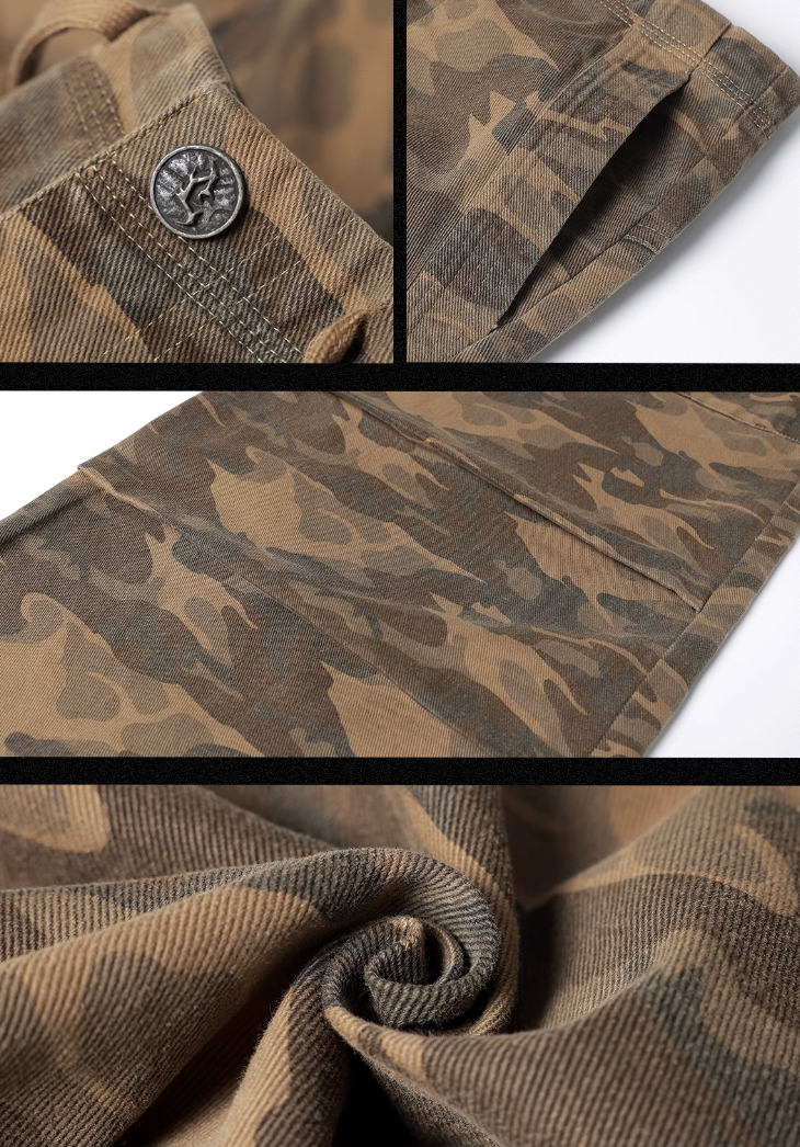Camouflage Pleated Paratrooper Work Pants