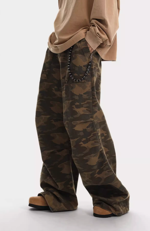 Camouflage Pleated Paratrooper Work Pants