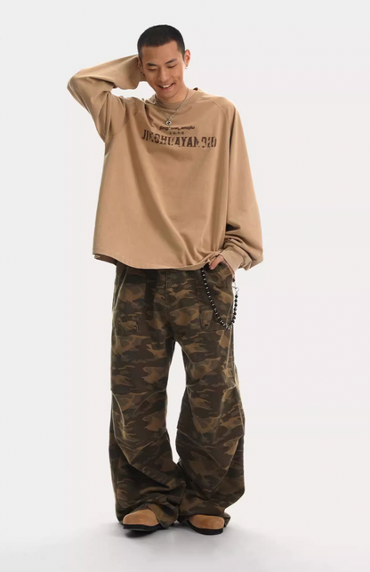 Camouflage Pleated Paratrooper Work Pants