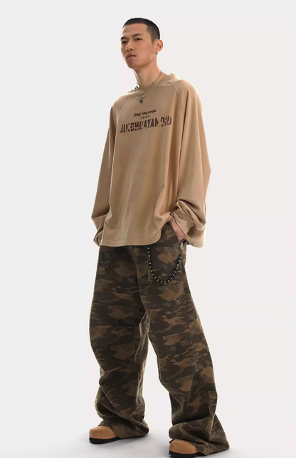 Camouflage Pleated Paratrooper Work Pants