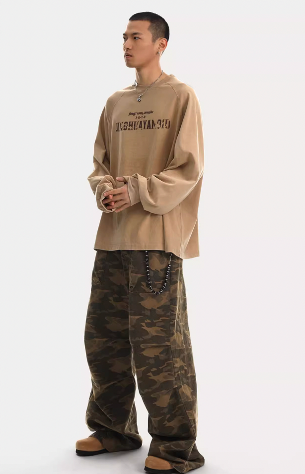 Camouflage Pleated Paratrooper Work Pants
