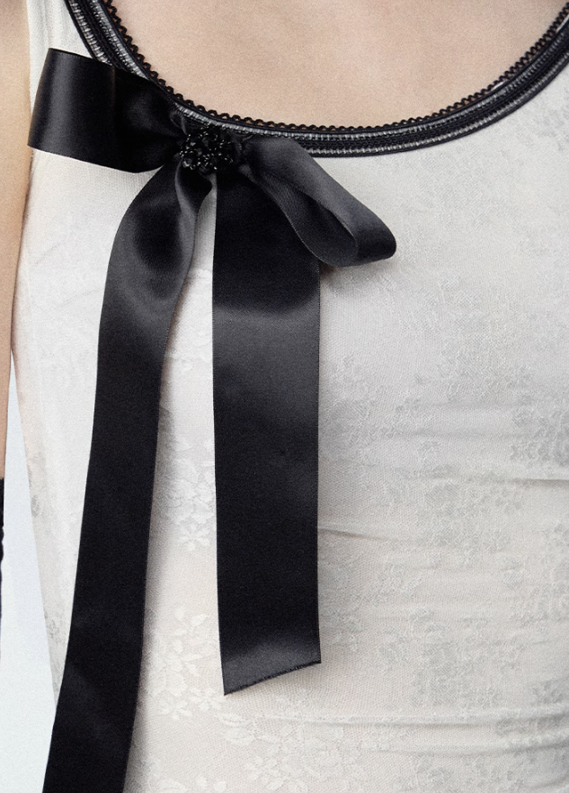 Detachable Bow Lace Spliced Suspender Dress