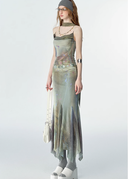 Luxe Diamond Chain Print Dress